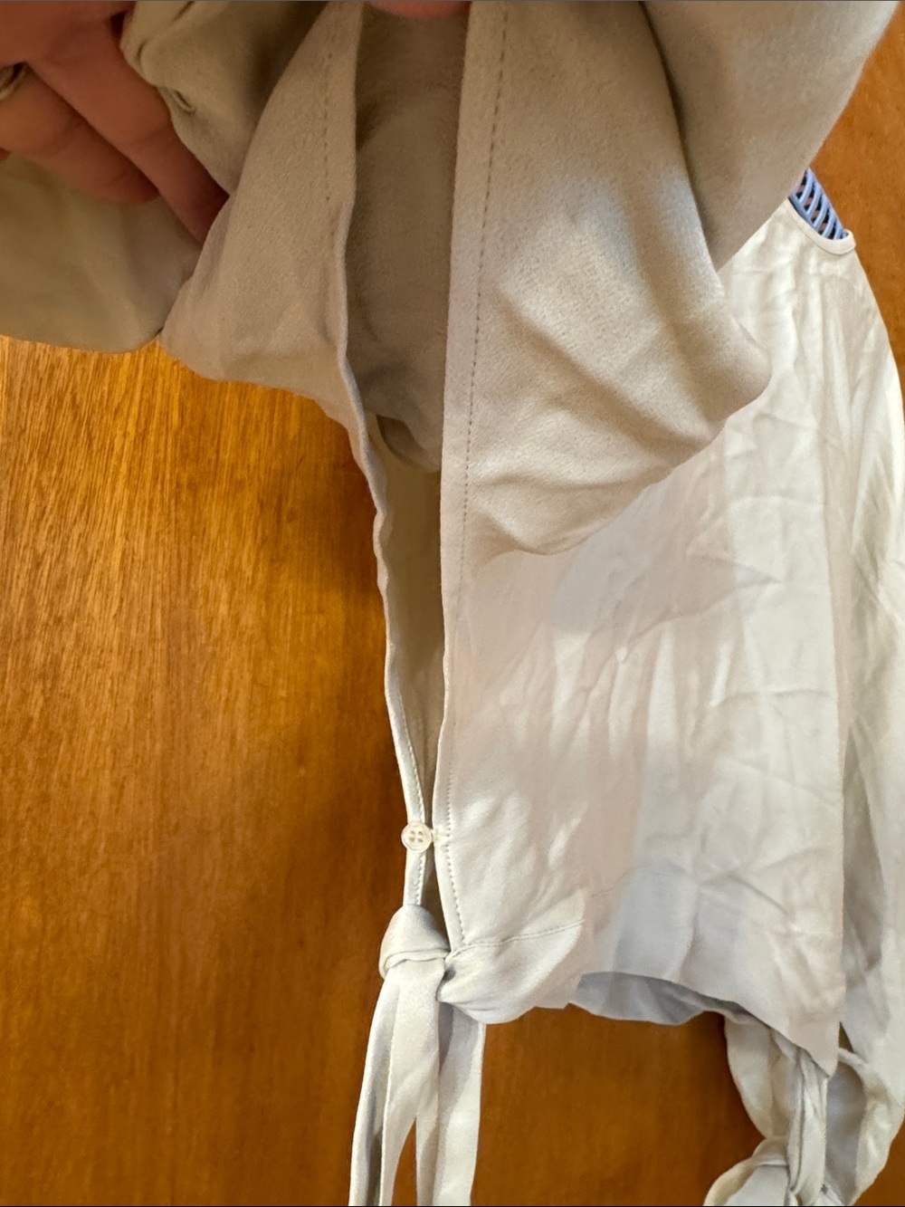 Reiss 100% Viscose Light Beige Tie-Detail Balloon Sleeve Top - Picture 4 of 12